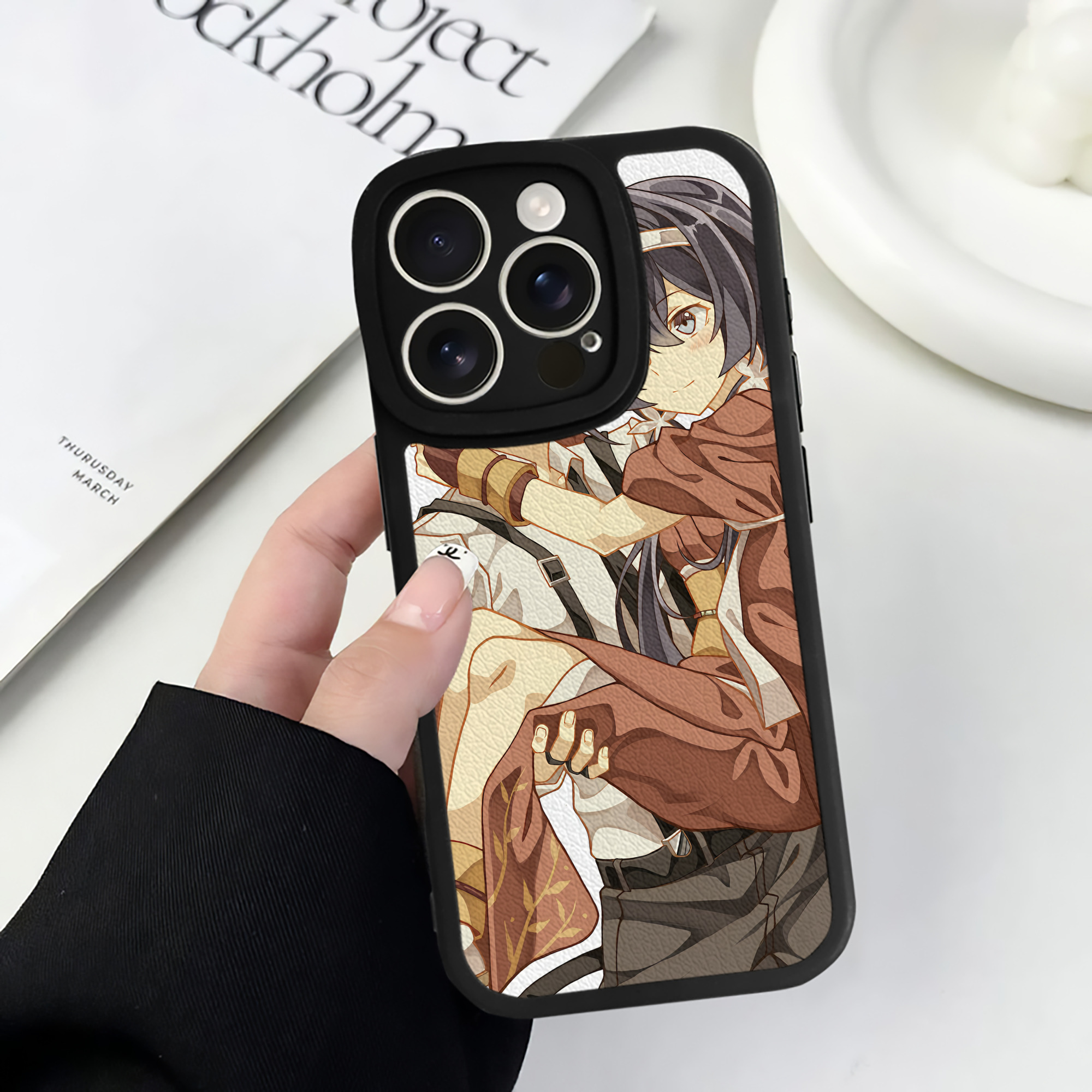 （画像用） 文豪ストレイドッグス Bungo Stray Dogs 【iPhone 16シリーズ対応】シリコンスマホケース（レザー調） 材質：シリコン